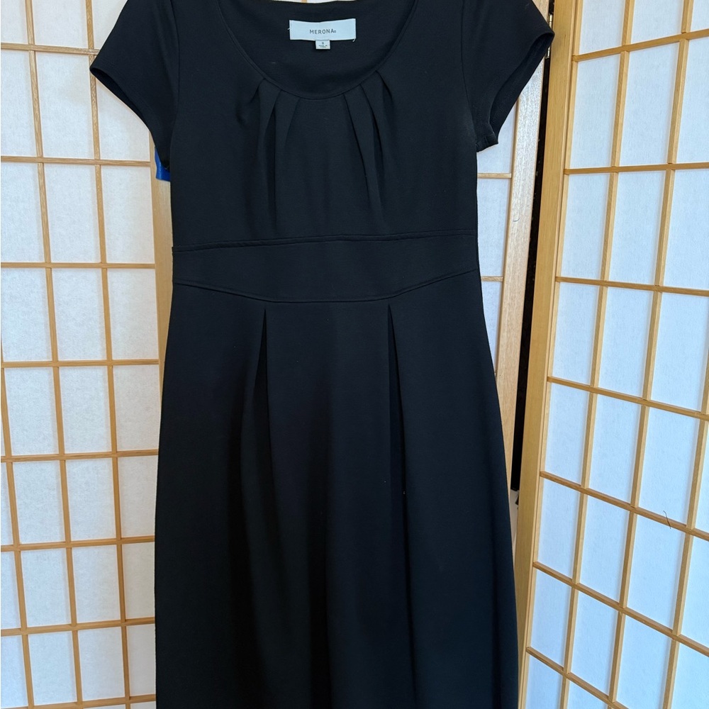 Merona Womens Blk Double Knit S Sleeve Dress Sz S pre-owned